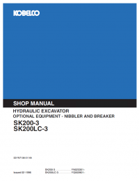 repair manual Kobelco SK200-3 and SK200LC-3 Hydraulic Excavators Shop Manual PDF