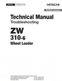 repair manual Hitachi Wheel Loader ZW310-6 Troubleshooting Technical Manual PDF