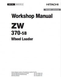 repair manual Hitachi Wheel Loader ZW370-5B Workshop Manual PDF