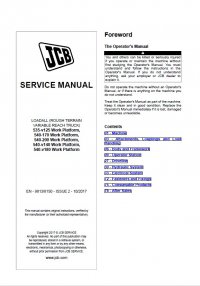 repair manual JCB Loadall 535, 540 Work Platform Service Manual PDF