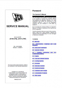 repair manual JCB Excavator JZ140 [T4i], JZ141 [T4F] Service Manual PDF