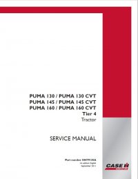 repair manual Case PUMA 130/145/160, 130/145/160 CVT Tier 4 Tractor Service Manual PDF