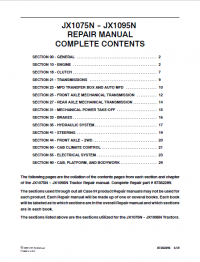 repair manual CASE JX1075N - JX1095N Tractors Repair Manual PDF
