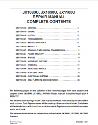 repair manual Case JX1080U JX1090U JX1100U Tractors Repair Manual in PDF