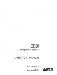 repair manual Case WD1903, WD2303 Self-Propelled Windrowers Operators Manual PDF