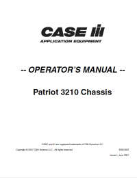 repair manual Case Patriot Sprayer 3210 Chassis Operators Manual PDF