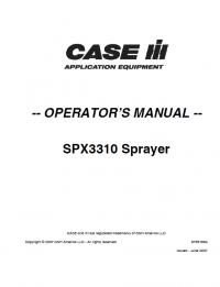 repair manual Case SPX3310 Sprayer Operators Manual PDF