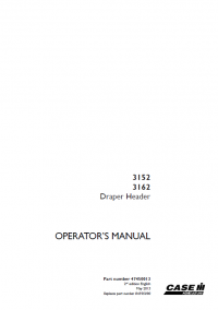 repair manual Case 3152, 3162 Draper Header Operators Manual PDF