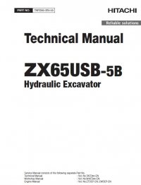 repair manual Hitachi Hydraulic Excavator ZX65USB-5B Technical Manual PDF
