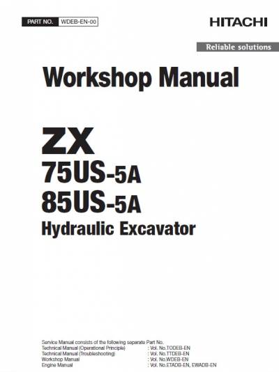 Hitachi Excavator ZX75US-5A ZX85US-5A Workshop PDF