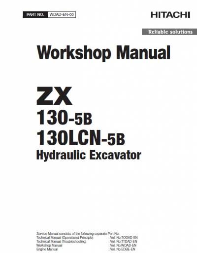 Hitachi Excavator ZX130(LCN)-5B Workshop Manual PDF