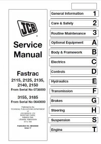 repair manual JCB Fastrac 2115, 2125, 2135, 2140, 2150, 3155, 3185 Service Manual PDF