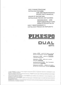 spare parts catalog OM Pimespo DUAL IOTTI Use and Maintenance Spare Parts Manual PDF