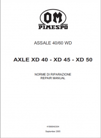 repair manual OM Pimespo ASSALE 40/60 WD AXLE XD40-XD45-XD50 Repair Manual PDF