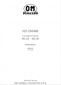 repair manual OM Pimespo H25 Engine for Forklift Truck XG 25 - XG 30 Repair Manual PDF