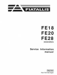 repair manual FiatAllis Excavators FE18, FE20, FE28 Service Information Manual PDF