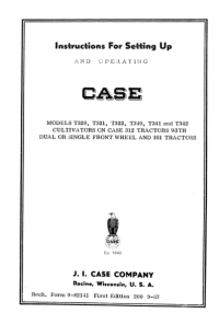 repair manual Case Instruction for T320, T321, T322, T340, T341, T342 Cultivators pdf