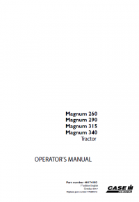 repair manual Case Magnum 260, 290, 315, 340 Tractors pdf Operation manual