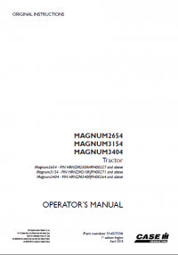 repair manual Case Magnum 2654 3154 3404 tractors PDF Operation manual