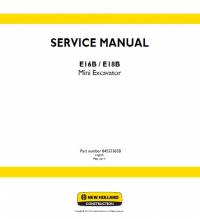 repair manual New Holland Mini Excavators E16B, E18B Service Manual PDF