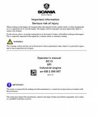 repair manual Scania Industrial Engine DC13 with XPI Operator’s Manual PDF