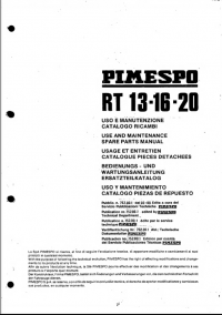 spare parts catalog OM Pimespo RT 13-16-20 Use and Maintenance and Spare Parts Manual PDF