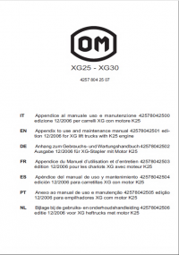 repair manual OM Pimespo XG25 - XG30 Lift Truck with K25 engine Operating and Maintenance Manual PDF