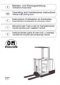 repair manual OM Pimespo Vertical Order Picking Truck XOP 1 Operating and Maintenance Manual PDF