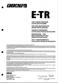 spare parts catalog OM Pimespo Truck FIAT E-TR Use and Maintenance Spare Parts Manual PDF