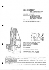 spare parts catalog OM Pimespo Truck  ETL UNO KING MEC Use and Maintenance Spare Parts Manual PDF