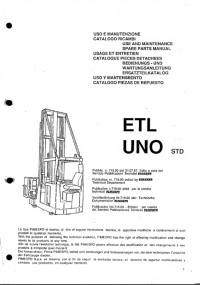 spare parts catalog OM Pimespo Truck  ETL UNO STD Use and Maintenance Spare Parts Manual PDF