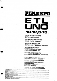 spare parts catalog OM Pimespo Truck  ETLUNO 10-12, 5-15 Use and Maintenance Spare Parts Manual PDF