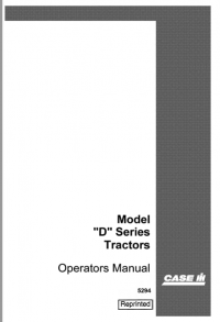 repair manual Case D series tractors pdf Operators manuals