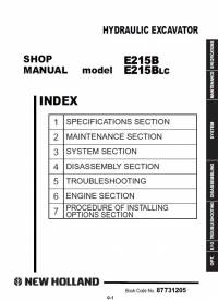 repair manual New Holland Hydraulic Excavator E215B, E215BLC Shop Manual PDF