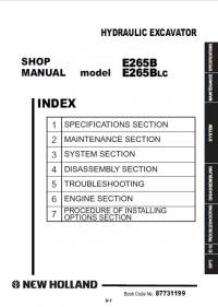 repair manual New Holland Hydraulic Excavator E265B, E265BLC Shop Manual PDF