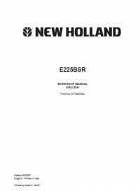 repair manual New Holland Hydraulic Excavator E225BSR Workshop Manual PDF
