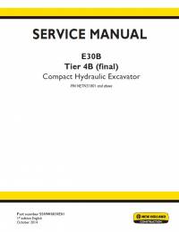 repair manual New Holland Compact Hydraulic Excavator E30B Tier 4 (final) Service Manual PDF