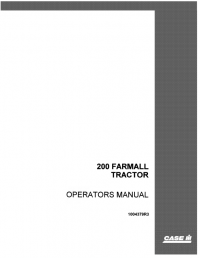 repair manual Case 200 Farmall Tractor Operators Manual PDF