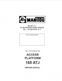 repair manual Manitou Access Platform 165 ATJ, ATJS Repair Manual PDF