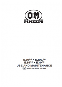repair manual OM Pimespo E20AC • E20LAC E25AC • E30AC Use and Maintenance Manual PDF