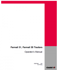 repair manual Case Farmall 31, Farmall 35 Tractors pdf Operator’s manual