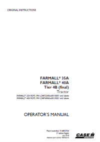 repair manual Case FARMALL 35A, 40A T4B tractors pdf operator’s manual