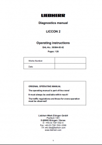 Diagnostic Software Liebherr LICCON 2 Set of Diagnostics manual PDF