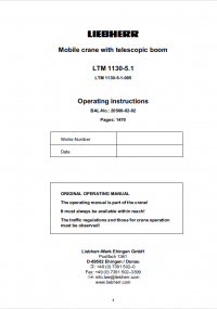 repair manual Liebherr LTM 1130-5.1 Mobile crane with telescopic boom Operating Instructions PDF