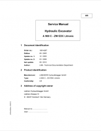 repair manual LIEBHERR Hydraulic Excavator A900C-ZW EDC Litroinic Service Manual PDF