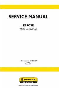 repair manual New Holland Midi Excavator E75CSR Service Manual PDF