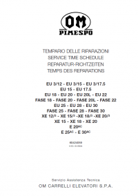 repair manual OM Pimespo Lift Truck EU3/12-E 30AC, FASE 18-FASE 30, XE 12/3-XE 20 Service Time Schedule Manual PDF
