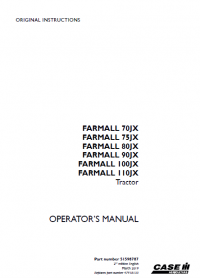 repair manual СASE 70JX/75JX/80JX/90JX/100JX/110JX tractors pdf Operator’s manuals