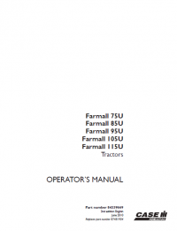 repair manual CASE Farmall 75U, 85U, 95U, 105U, 115U PDF Operator’s manual