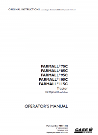 repair manual Case Farmall 75C, 85C, 95C, 105C, 115C pdf Operator’s manual